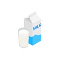 Milk icon, isometric 3d style Royalty Free Stock Photo