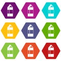 Milk icon set color hexahedron Royalty Free Stock Photo