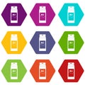 Milk icon set color hexahedron Royalty Free Stock Photo