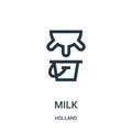 milk icon vector from holland collection. Thin line milk outline icon vector illustration. Linear symbol for use on web and mobile