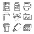 Milk Icons Set on White Background. Line Style Vector