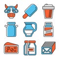 Milk Icons Set on White Background. Vector