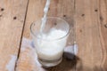 Milk. Image of Milk fall into glass.
