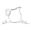 Milk jug silhouette. One continuous line drawing. Tea time. Creamer jug for serving with coffee or tea. Design element for cafes Royalty Free Stock Photo