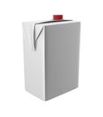 Milk, juice or cream carton. Red lid. White background. Clipping path. Empty template for your design. Royalty Free Stock Photo