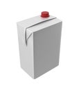 Milk, juice or cream carton. Red lid. White background. Clipping path. Empty template for your design. Royalty Free Stock Photo