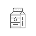 Milk, kefir in paper box line icon.