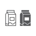 Milk line and glyph icon, drink food, milk pack Royalty Free Stock Photo