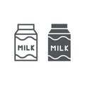 Milk line and glyph icon, drink and food, milk pack sign, vector graphics, a linear pattern on a white background. Royalty Free Stock Photo