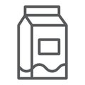 Milk line icon, drink and food, milk pack sign, vector graphics, a linear pattern on a white background. Royalty Free Stock Photo