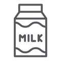 Milk line icon, drink and food, milk pack sign, vector graphics, a linear pattern on a white background. Royalty Free Stock Photo