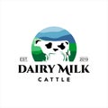 Milk logo cow cattle farm dairy organic drink