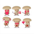 Milk mashroom cartoon character with love cute emoticon