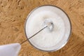 Milk and milk frother Royalty Free Stock Photo