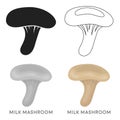 Milk mushroom icon in cartoon style isolated on white background. Mushroom symbol stock vector illustration. Royalty Free Stock Photo