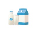 milk pack, glass and bottle vector illustration