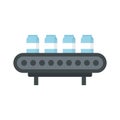 Milk package assembly line icon flat isolated vector