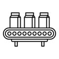 Milk package assembly line icon, outline style