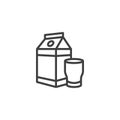 Milk package and glass line icon