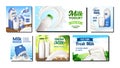 Milk Packages Creative Promo Posters Set Vector