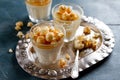 Milk panna cotta with salted caramel Royalty Free Stock Photo