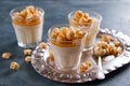 Milk panna cotta with salted caramel Royalty Free Stock Photo