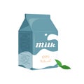 Milk paper carton package vector illustration. Blue and white colors Royalty Free Stock Photo