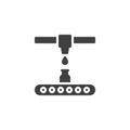 Milk pouring conveyor vector icon