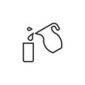 Milk pouring in glass line icon