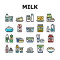 milk product dairy drink fresh icons set vector Royalty Free Stock Photo