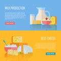 Milk Production and Best Cheese Conceptual Banners