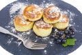 Milk protein dishes. Curd cheese pancakes. Photo