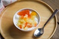 Milk pudding fruit salad, Chinese desserts style Royalty Free Stock Photo