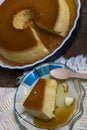 Milk Pudding or Pudim de leite. Brazilian dessert homemade caramel custard pudding