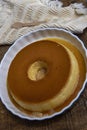 Milk Pudding or Pudim de leite. Brazilian dessert homemade caramel custard pudding