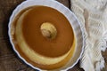 Milk Pudding or Pudim de leite. Brazilian dessert homemade caramel custard pudding