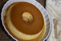 Milk Pudding or Pudim de leite. Brazilian dessert homemade caramel custard pudding