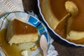 Milk Pudding or Pudim de leite. Brazilian dessert homemade caramel custard pudding