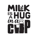 Milk Quote and saying good for print. Milk is a hug in a cup