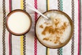 Milk and rice with cinnamon Royalty Free Stock Photo