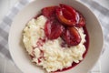 Milk rice pudding with prunes Royalty Free Stock Photo