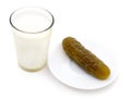Milk and salted cucumber. Royalty Free Stock Photo