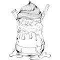 Milk shake cocktail line art