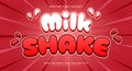 Milk Shake 3d editable text effect Template Royalty Free Stock Photo