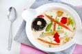 Milk soup with carrot, beans, potatoes and mushrooms, nordic Royalty Free Stock Photo