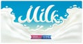 Splash of milk in the form of inscriptions milk