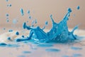milk splash with blue food coloring Royalty Free Stock Photo
