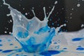 milk splash with blue food coloring Royalty Free Stock Photo