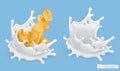 Milk splash and corn flakes.
