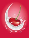 Milk splash with cherry illustration